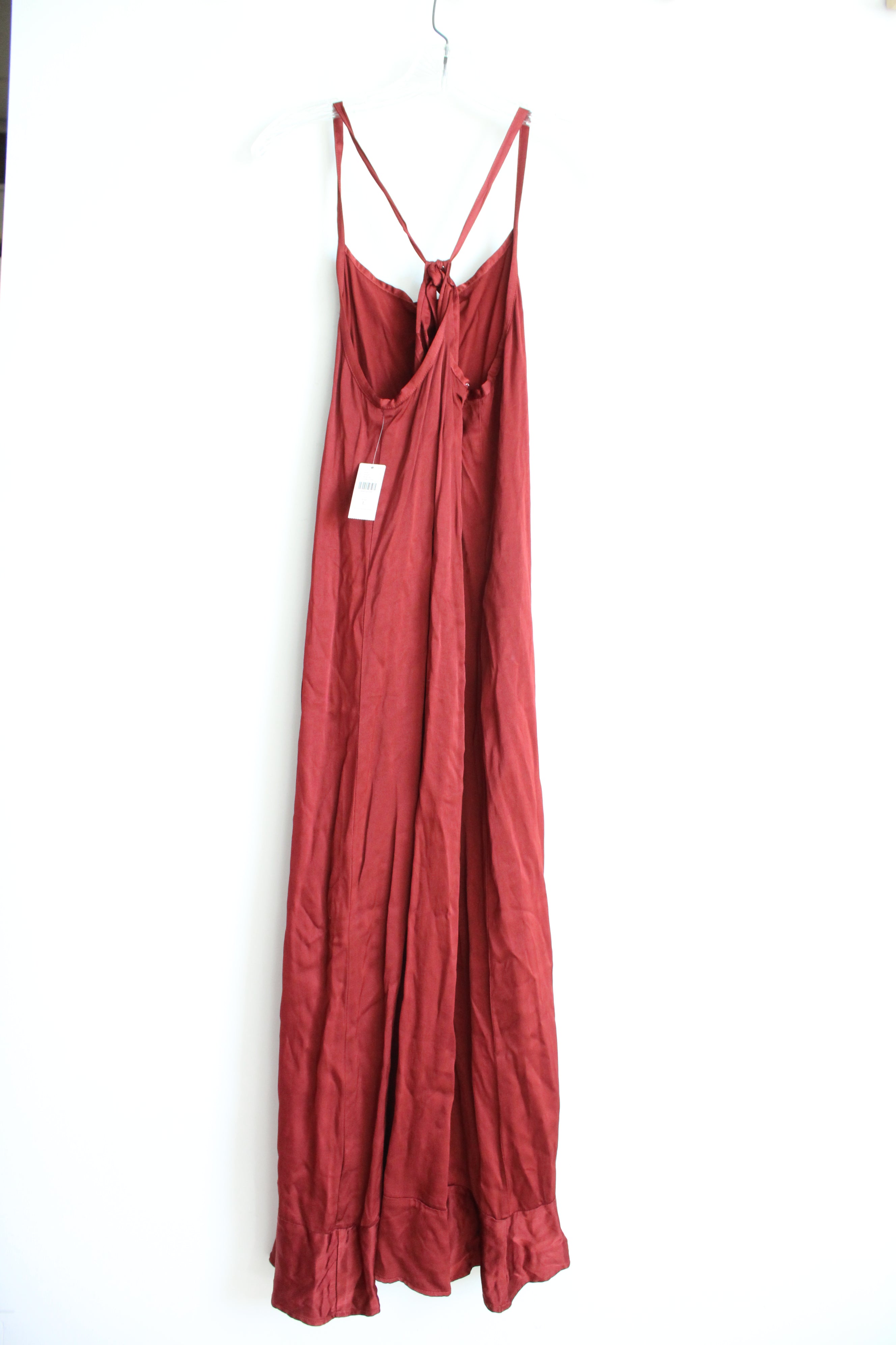 New Lacausa Anthropologie Crimson Cranberry Satin Maxi Dress | L New Lacausa Anthropologie Crimson Cranberry Satin Maxi Dress | L