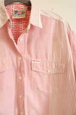 50's Swing Time Vintage Cotton Pink & White Striped Button Down Shirt | M