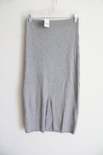 NEW Free People Light Gray Ribbed Midi Skirt | M