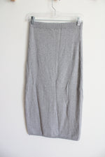 NEW Free People Light Gray Ribbed Midi Skirt | M