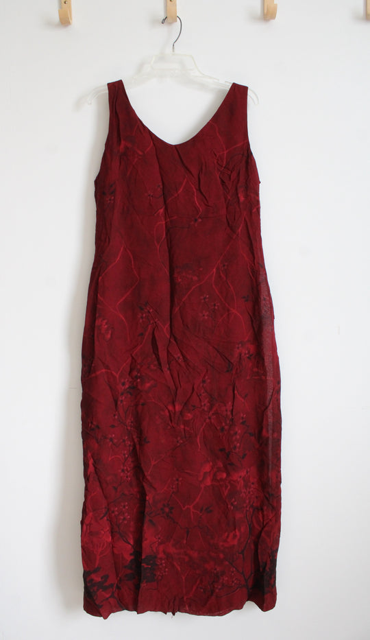 David Warren Vintage Red Floral Maxi Dress | 16