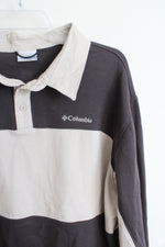 Columbia Gray & Beige Collared Fleece Lined Rugby Shirt | XXL