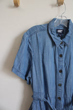 Lands' End Chambray Denim Button Down Midi Dress | L (14/16)
