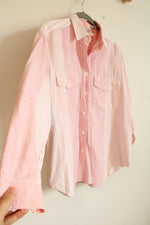 50's Swing Time Vintage Cotton Pink & White Striped Button Down Shirt | M