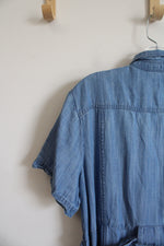 Lands' End Chambray Denim Button Down Midi Dress | L (14/16)