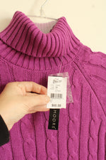 NEW Preswick and Moore Purple Cable Knit Turtleneck Sweater | M-P