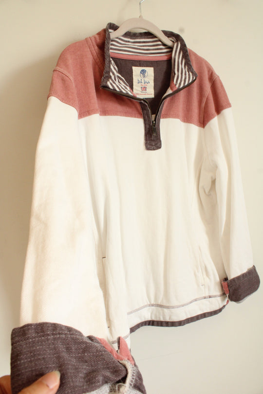 Fat Face The Airlie Cotton Pink & Purple 1/4" Zip Pullover Sweatshirt | 14