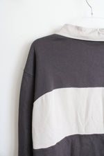 Columbia Gray & Beige Collared Fleece Lined Rugby Shirt | XXL