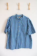 Duluth Trading Co. Two-Toned Blue Plaid Button Down Shirt | 2XL