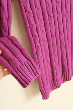 NEW Preswick and Moore Purple Cable Knit Turtleneck Sweater | M-P