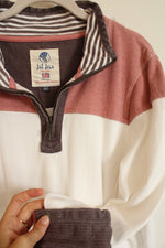 Fat Face The Airlie Cotton Pink & Purple 1/4" Zip Pullover Sweatshirt | 14