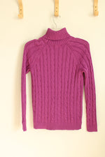 NEW Preswick and Moore Purple Cable Knit Turtleneck Sweater | M-P