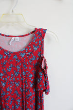 Elle Red & Blue Floral Cold Shoulder Top | XS
