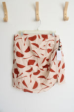 NEW Astr The Label Nirina Tan & Terracotta Patterned Linen Mini Skirt | L