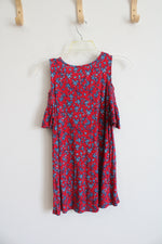 Elle Red & Blue Floral Cold Shoulder Top | XS