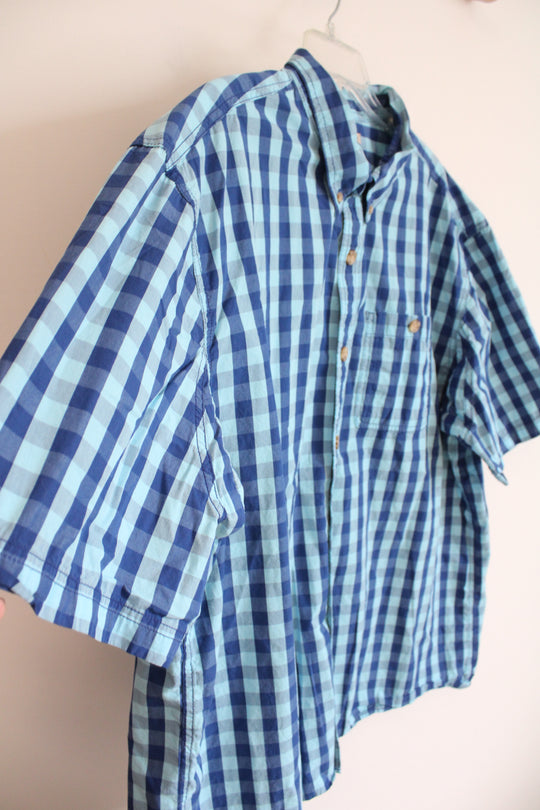 Duluth Trading Co. Two-Toned Blue Plaid Button Down Shirt | 2XL