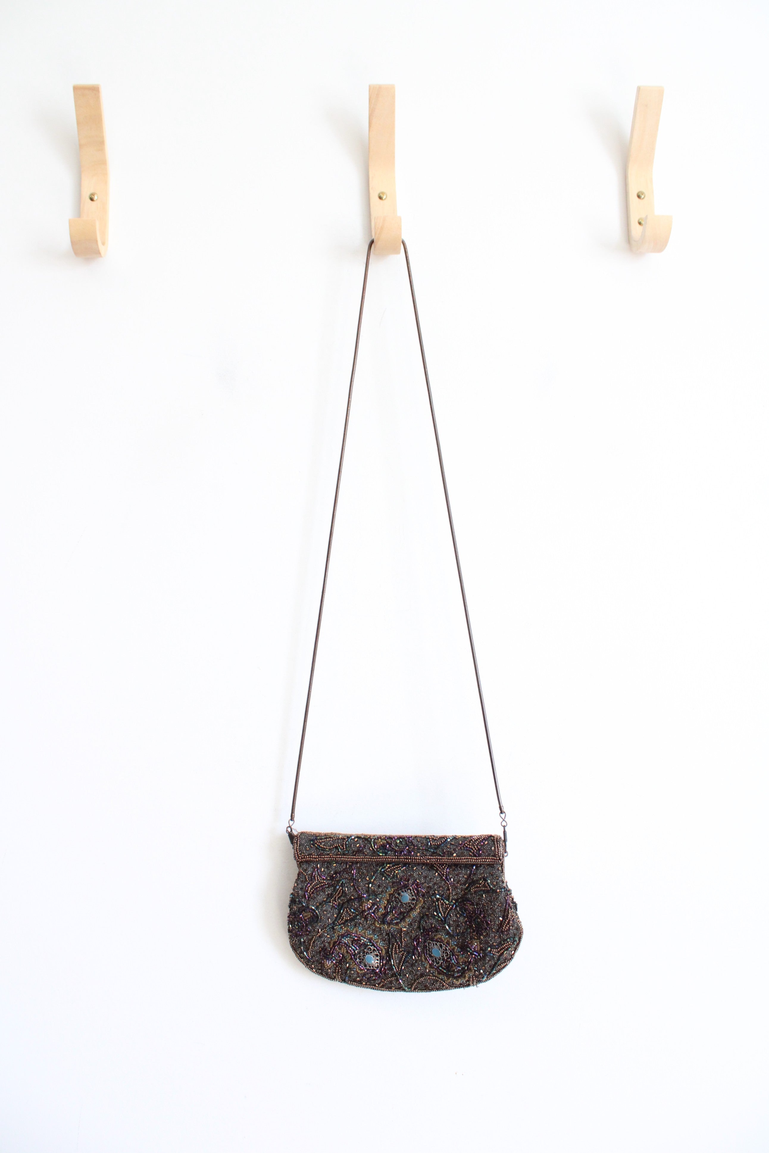 Vintage Multi-Colored Beaded Magnetic Clasp Crossbody Bag