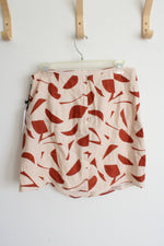 NEW Astr The Label Nirina Tan & Terracotta Patterned Linen Mini Skirt | L