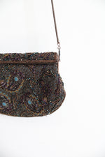 Vintage Multi-Colored Beaded Magnetic Clasp Crossbody Bag