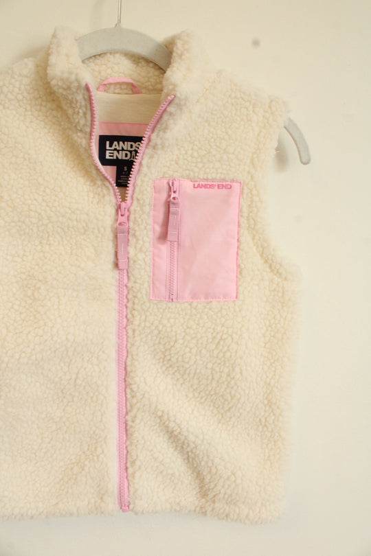 Lands' End Cream Pink Sherpa Vest | 6/7