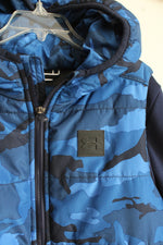 Under Armour Blue Camo Zip Front Layered Vest Jacket | S