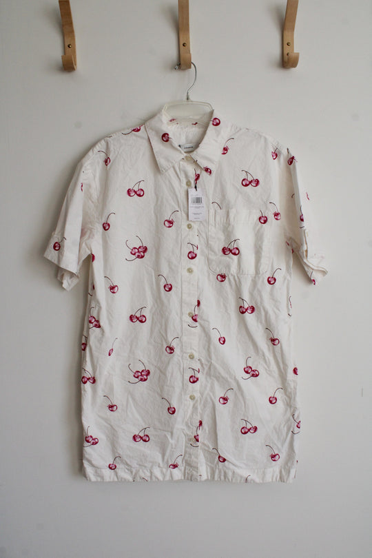 NEW Coach White Cherry Button Down Dress | S