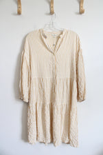 NEW Max Studio Yellow & White Striped Buttoned Down Dress | S