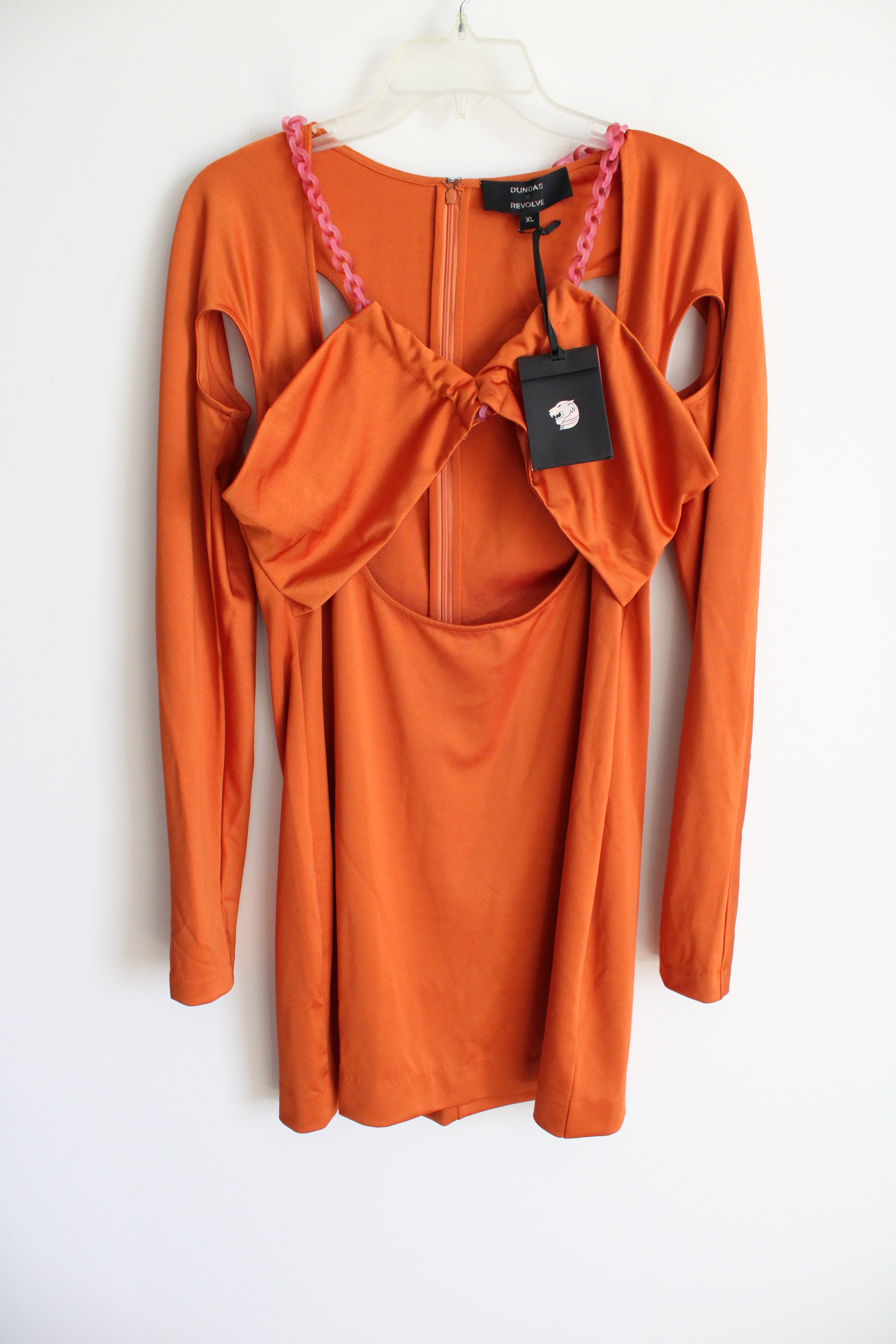 NEW Dundas X Revolve Orange Pink Chain Cutout Dress NEW Dundas X Revolve Orange Pink Chain Cutout Dress