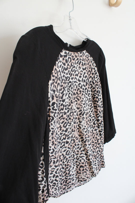 Cynthia Rowley Black Leopard Print Top | XS