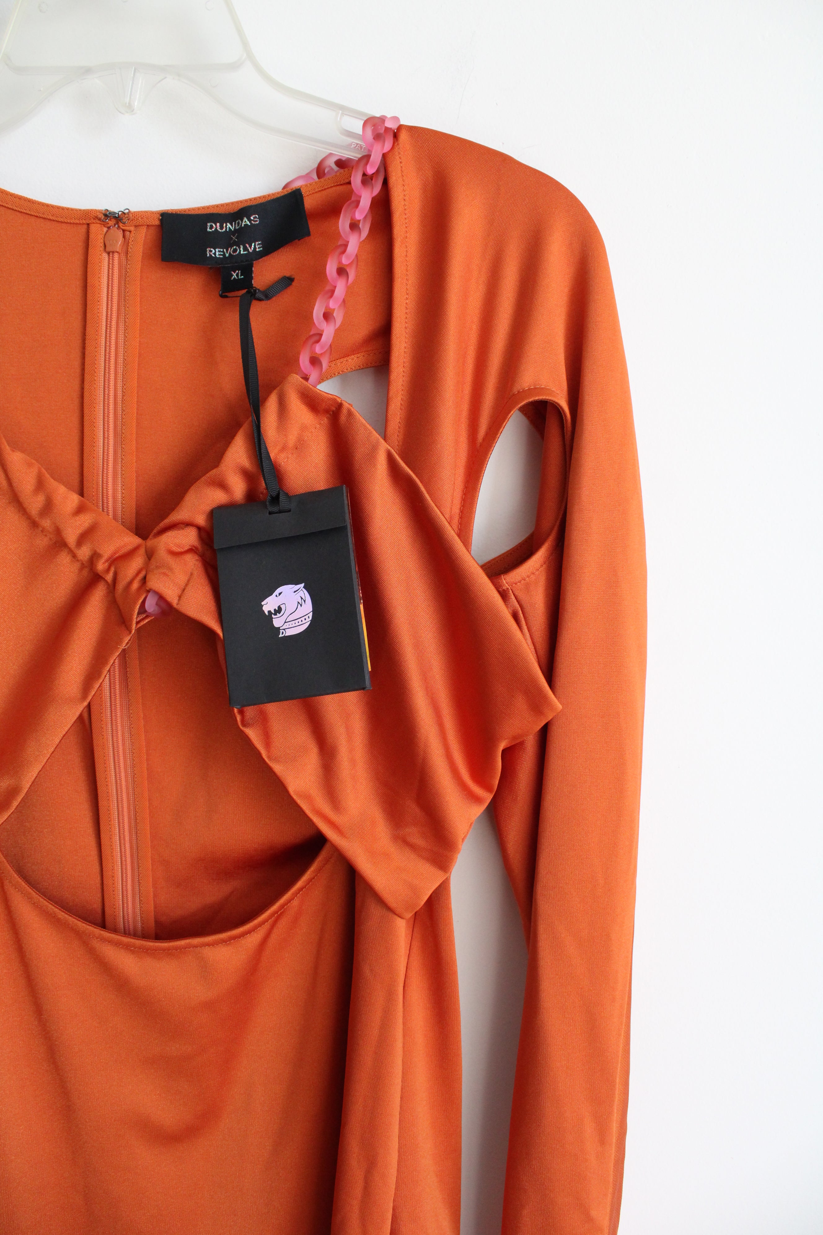 NEW Dundas X Revolve Orange Pink Chain Cutout Dress NEW Dundas X Revolve Orange Pink Chain Cutout Dress