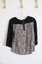 Cynthia Rowley Black Leopard Print Top | XS