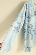NEW Exclusive Blue World Map LS Top | XL
