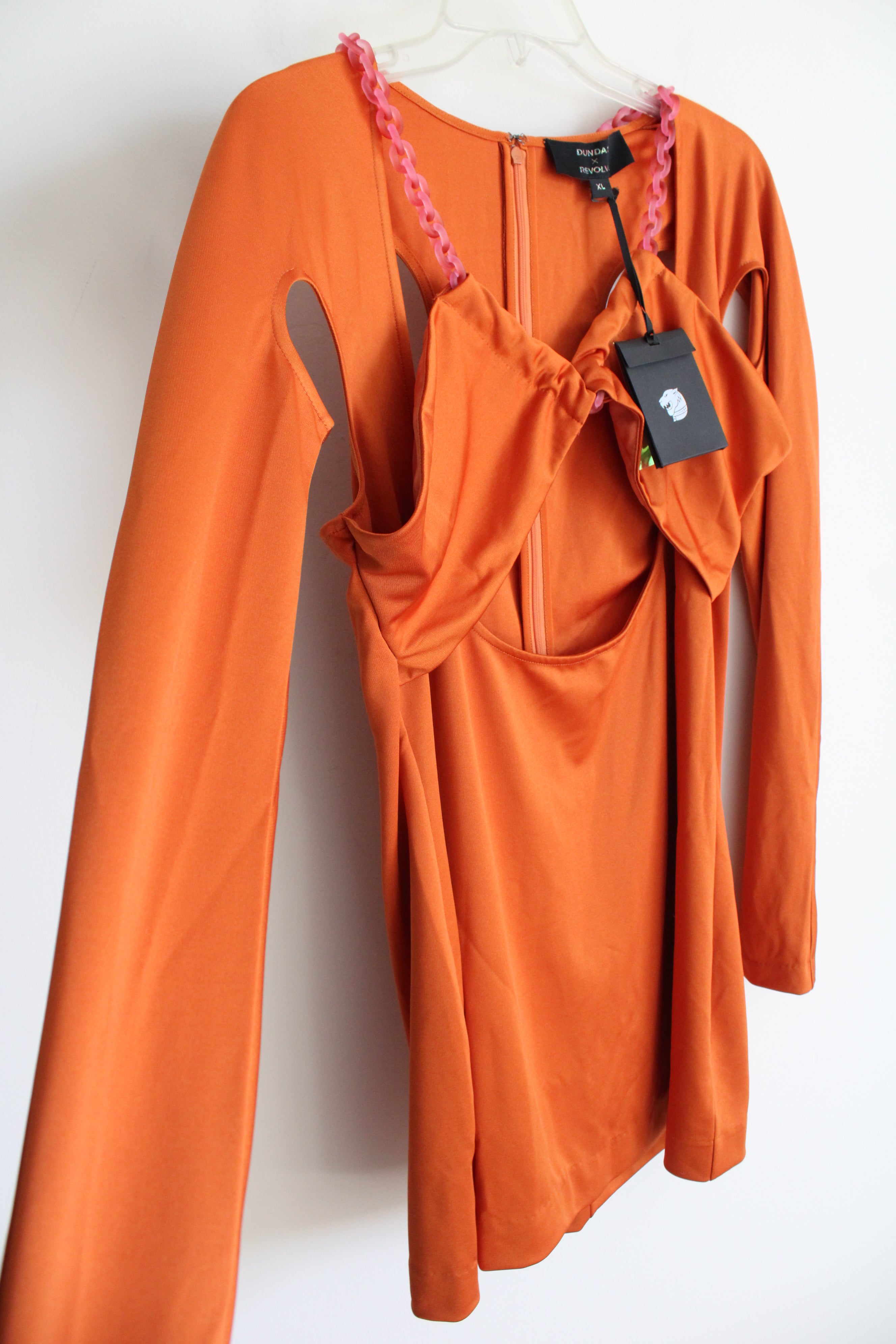 NEW Dundas X Revolve Orange Pink Chain Cutout Dress NEW Dundas X Revolve Orange Pink Chain Cutout Dress