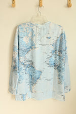 NEW Exclusive Blue World Map LS Top | XL