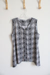 Notations Black & White Diamond Patterned Sleeveless Top | L