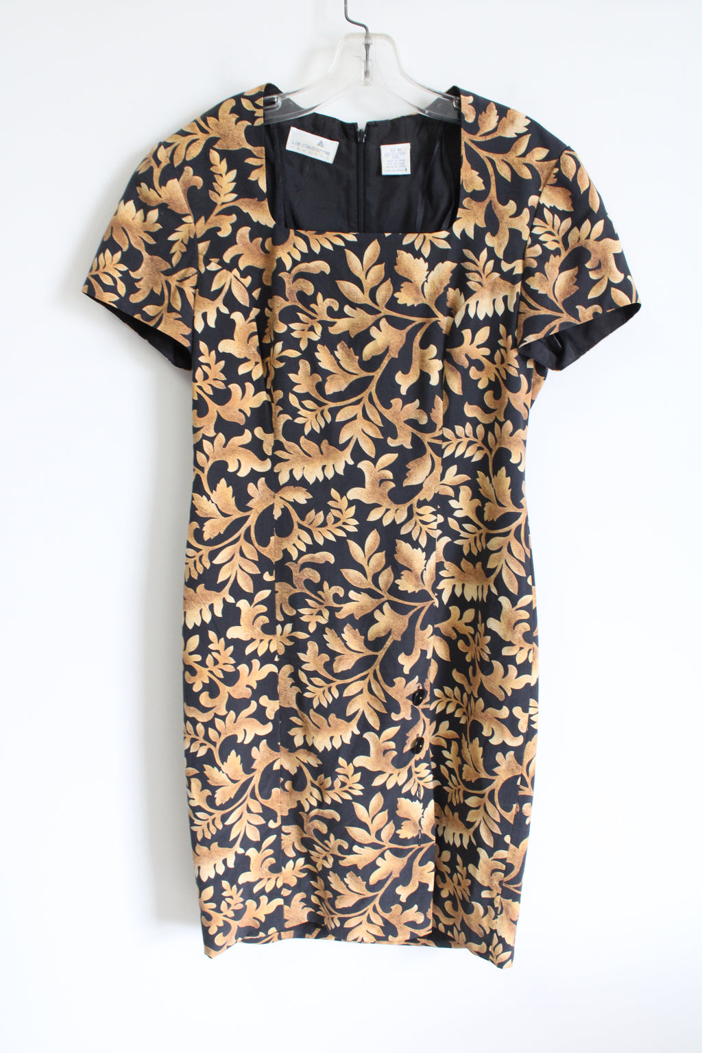 Liz Claiborne Silk Vintage Black Tan Patterned Fitted Dress | 6
