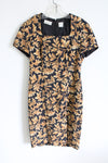 Liz Claiborne Silk Vintage Black Tan Patterned Fitted Dress | 6