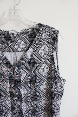 Notations Black & White Diamond Patterned Sleeveless Top | L