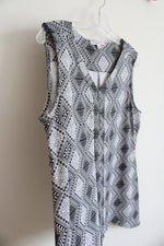 Notations Black & White Diamond Patterned Sleeveless Top | L