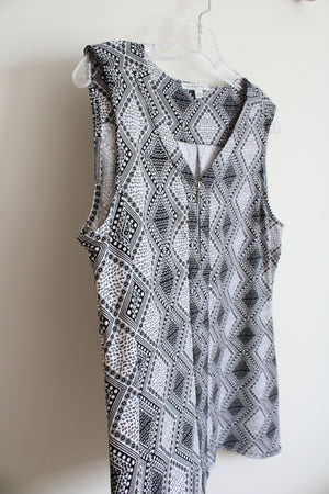 Notations Black & White Diamond Patterned Sleeveless Top | L