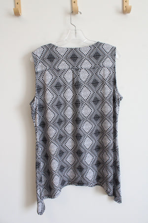Notations Black & White Diamond Patterned Sleeveless Top | L