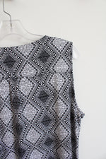 Notations Black & White Diamond Patterned Sleeveless Top | L