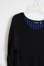 NEW Nina Leonard Black & Blue Under Layer Ribbed Dress | 1X