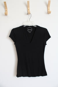 International Concepts Black V-Neck Top | S