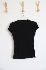 International Concepts Black V-Neck Top | S