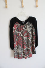 Cherish Pink Tan & Black Patterned Long Sleeved Top | L