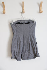 Bebe Black & White Checkered Strapless Romper | XS