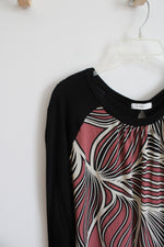 Cherish Pink Tan & Black Patterned Long Sleeved Top | L