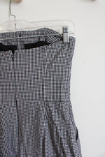 Bebe Black & White Checkered Strapless Romper | XS