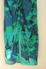 NEW Pretty Garden Blue and Green Mesh Maxi Dress with Rouching | L